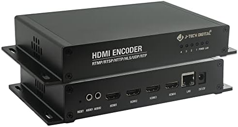 J-Tech Digital 4 יציאות H.264 מקודד וידאו HDMI לסטרימינג חי תומך 4K 30Hz YouTube Live Facebook Twitch [JTech-Ench44]